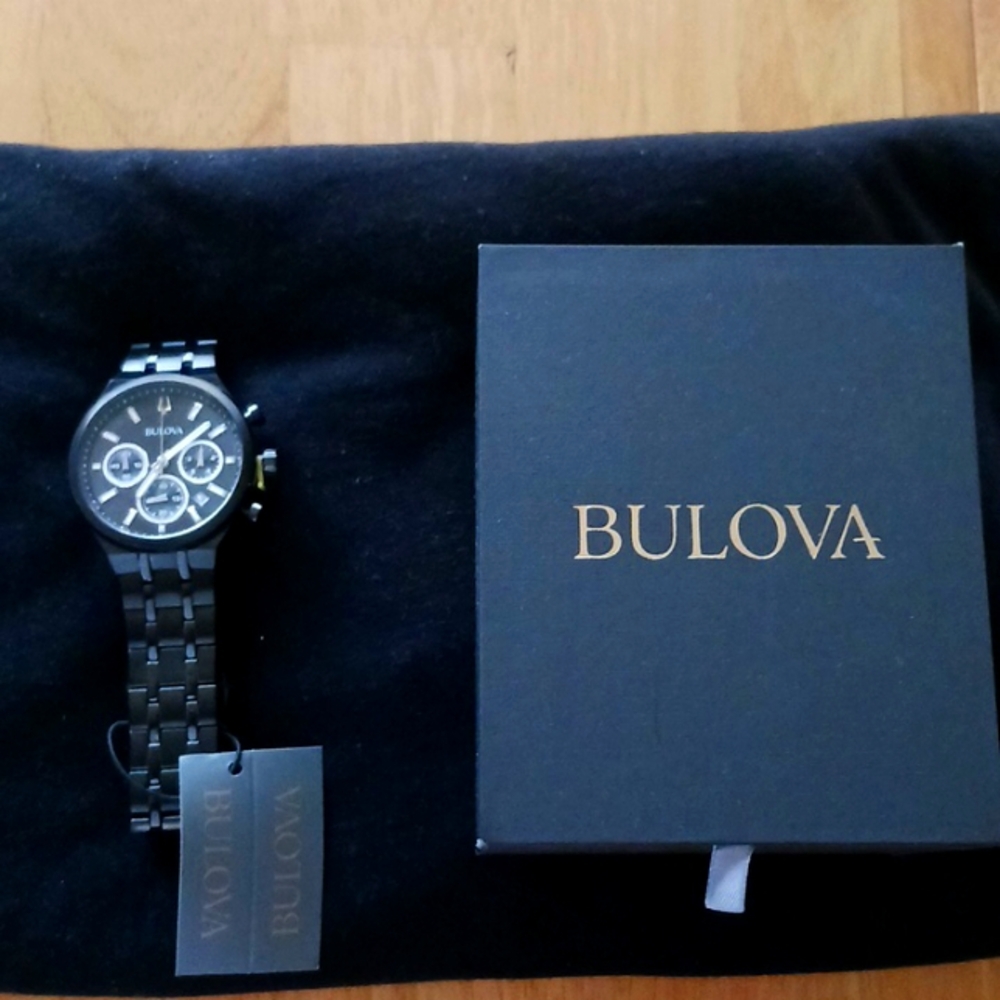 Men's Bulova Watch. Black w/ black. Wristband NWT